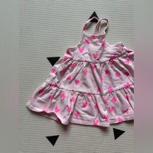 Cat & Jack|Baby girl Pink Heart Patterned Dress,sleeveless in tiered ruffles•12M